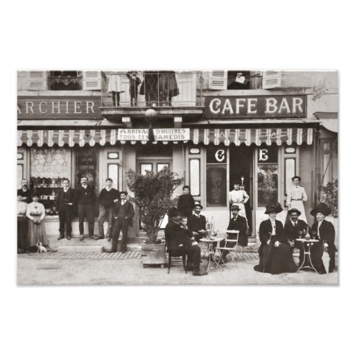 Scène française de rue de barre de café photo d’art