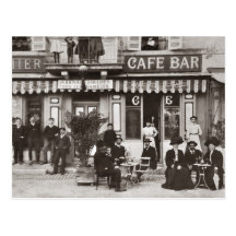 Scène française de rue de barre de café cartes postales