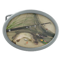 Scène rêveuse de pêche de pêcheurs à  la ligne boucles de ceinture ovales
