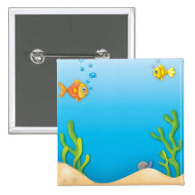 scène sous-marine de poissons mignons de bulle badges avec agrafe