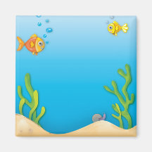 scène sous-marine de poissons mignons de bulle magnets