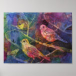 Scène texturisée d'oiseau affiches
