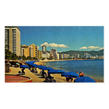 Scène vintage Acapulco de plage Carte De Visite