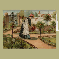 Scène vintage de jardin de pays de style cartes