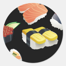 Scénographie de sushi adhésif rond