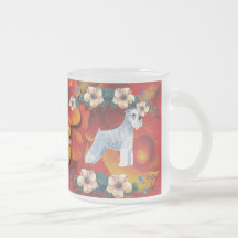 Schnauzer miniature - conception florale d'automne tasse à café
