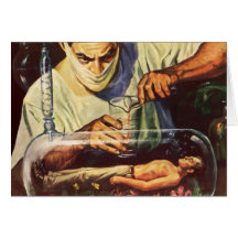 Scientifique vintage de la science-fiction dans le cartes de vœux
