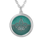 Scintillement argenté turquoise Fleur De Lis Bijouterie