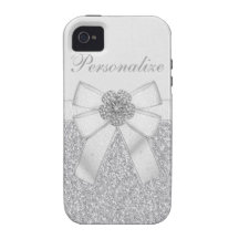 Scintillement d'argent de Faux et fleur de diamant Coque iPhone 4/4S