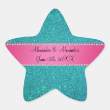 Scintillement de turquoise de faveurs de mariage autocollants