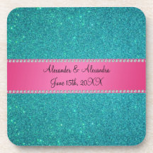 Scintillement de turquoise de faveurs de mariage sous-bocks