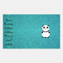 Scintillement mignon de turquoise de panda de bébé autocollant rectangulaire