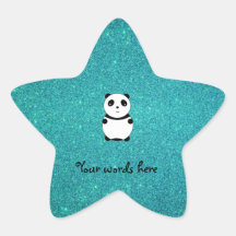 Scintillement mignon de turquoise de panda de bébé autocollant en étoile