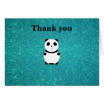 Scintillement mignon de turquoise de panda de bébé cartes de vœux