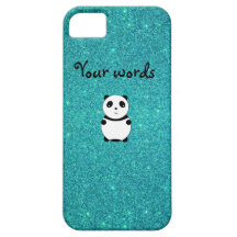 Scintillement mignon de turquoise de panda de bébé coques Case-Mate iPhone 5