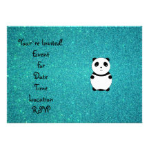 Scintillement mignon de turquoise de panda de bébé faire-parts