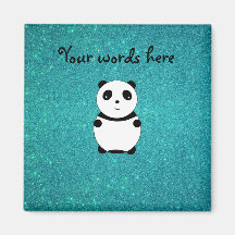 Scintillement mignon de turquoise de panda de bébé magnets pour réfrigérateur