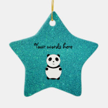 Scintillement mignon de turquoise de panda de bébé ornements de noël