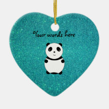 Scintillement mignon de turquoise de panda de bébé décoration pour sapin de noël