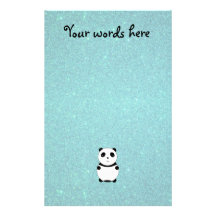 Scintillement mignon de turquoise de panda de bébé papier à lettre customisable