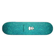 Scintillement mignon de turquoise de panda de bébé planches à roulettes customisées