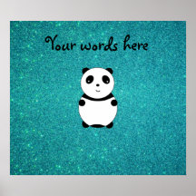 Scintillement mignon de turquoise de panda de bébé posters