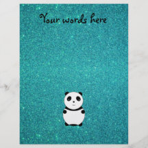 Scintillement mignon de turquoise de panda de bébé prospectus customisé
