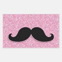 SCINTILLEMENT NOIR GIRLY DE ROSE DE MOUSTACHE IMPR STICKERS RECTANGULAIRES
