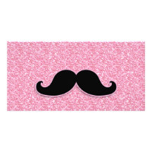 SCINTILLEMENT NOIR GIRLY DE ROSE DE MOUSTACHE IMPR CARTE AVEC PHOTO