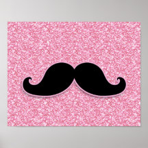 SCINTILLEMENT NOIR GIRLY DE ROSE DE MOUSTACHE IMPR POSTER