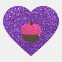 Scintillement pourpre de petit gâteau rose mignon  autocollant