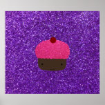 Scintillement pourpre de petit gâteau rose mignon  poster