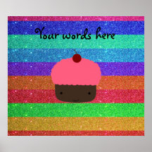 Scintillement rose d'arc-en-ciel de petit gâteau affiche