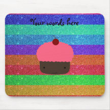 Scintillement rose d'arc-en-ciel de petit gâteau tapis de souris