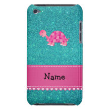 Scintillement rose nommé personnalisé de turquoise étui iPod touch