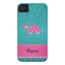 Scintillement rose nommé personnalisé de turquoise étuis iPhone 4