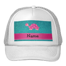 Scintillement rose nommé personnalisé de turquoise casquettes de camionneur