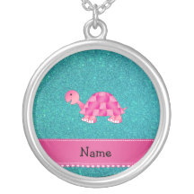 Scintillement rose nommé personnalisé de turquoise colliers personnalisés