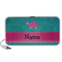Scintillement rose nommé personnalisé de turquoise mini haut-parleur