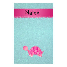 Scintillement rose nommé personnalisé de turquoise papier à lettre personnalisé