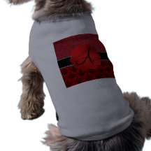 Scintillement rouge de damassé rouge de monogramme t-shirt pour toutou
