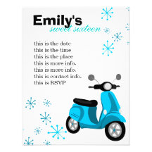Scooter bleu invitations
