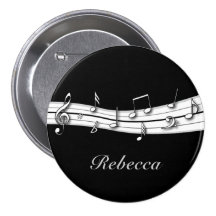 Score noir et blanc gris de notes musicales badges avec agrafe