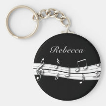 Score noir et blanc gris de notes musicales porte-clefs