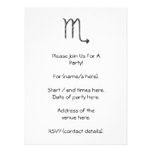 Scorpion. Signe d'astrologie de zodiaque. Noir Invitations Personnalisées