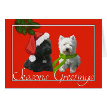 Scottie et Joyeuses Fêtes de Westie Cartes De Vœux