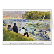 Se baigner dans la rivière et le cheval blanc carte de vœux
