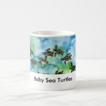 sea_turtles_painting, tortues de mer de bébé mugs à café