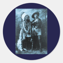 Séance en chef Taureau et Buffalo Bill 1895 Adhésif Rond