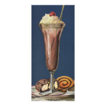 Secousse vintage de crème glacée, crème fouettée e doubles cartes